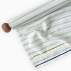 Premium Linen Stripes & Checks Fabric Pure White & Grey Stripes 60 LEA Linen Fabric