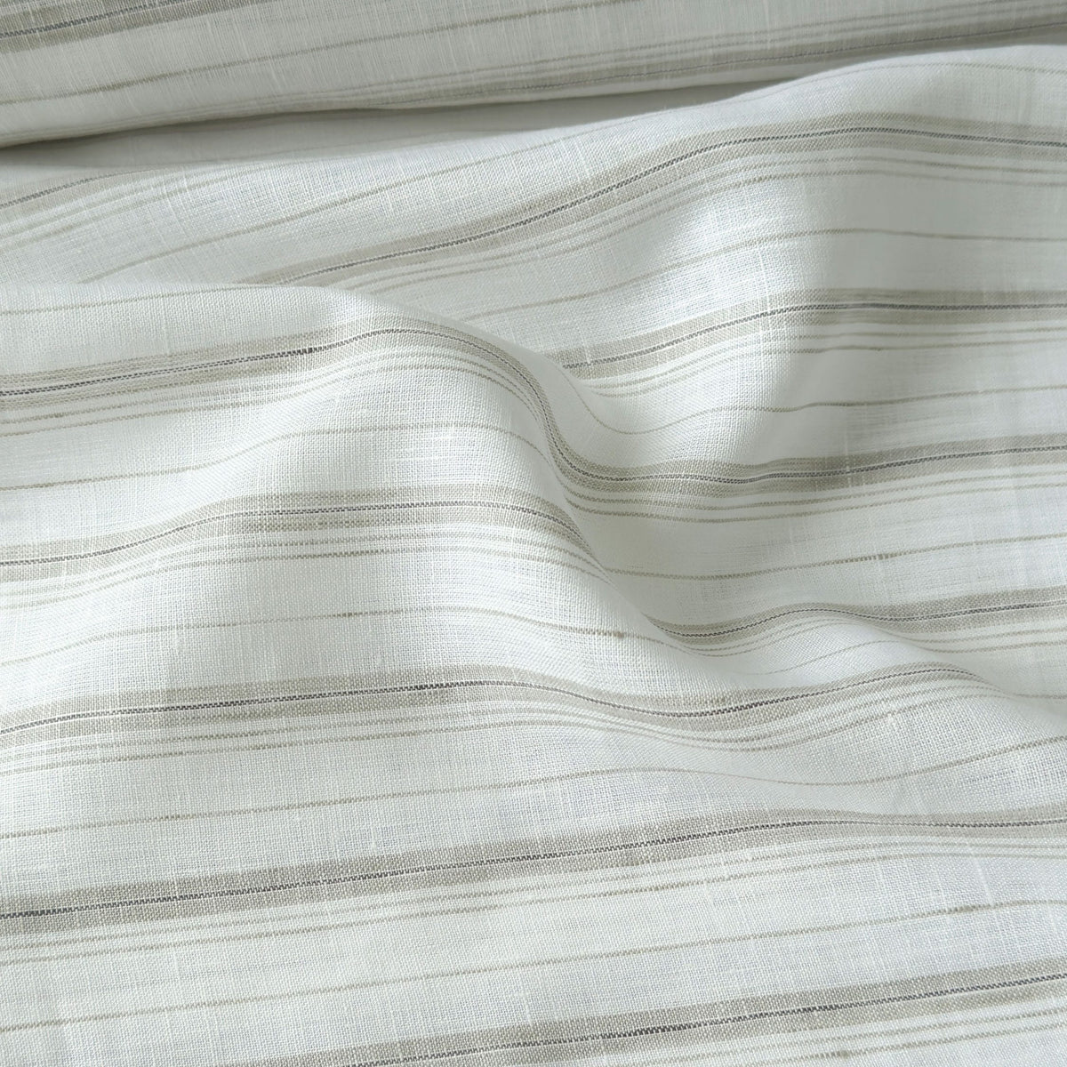 Premium Linen Stripes & Checks Fabric Pure White & Grey Stripes 60 LEA Linen Fabric