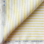 Premium Linen Stripes & Checks Fabric Pure White & Mango Yellow Stripes 60 LEA Linen Fabric