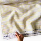 Premium Linen Stripes & Checks Fabric Pure White & Mango Yellow Stripes 60 LEA Linen Fabric