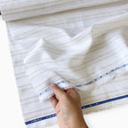 Premium Linen Stripes & Checks Fabric Pure White & Mustard Stripes 60 LEA Linen Fabric