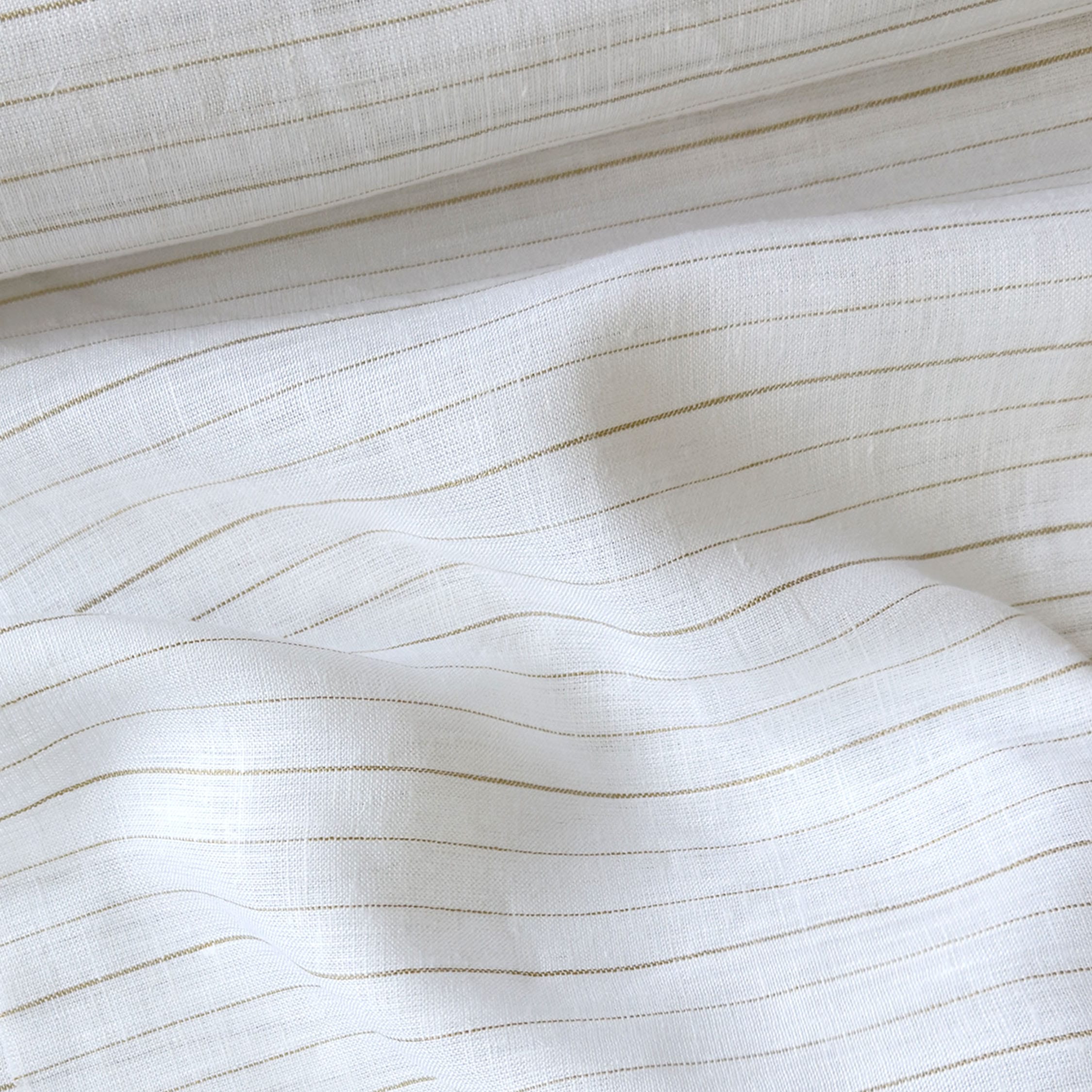 Premium Linen Stripes & Checks Fabric Pure White & Mustard Stripes 60 LEA Linen Fabric