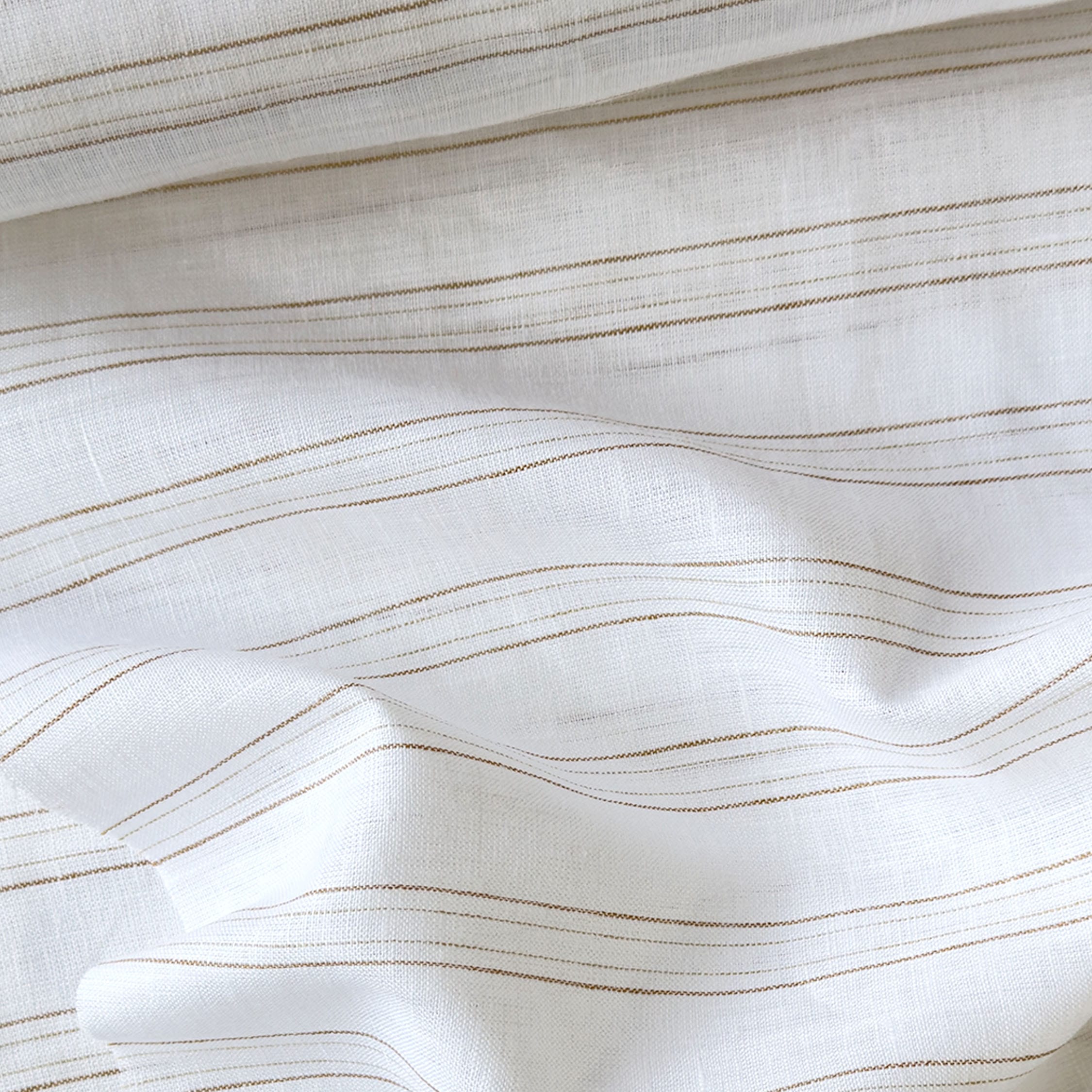 Premium Linen Stripes & Checks Fabric Pure White & Mustard Stripes 60 LEA Linen Fabric