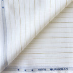 Premium Linen Stripes & Checks Fabric Pure White & Mustard Stripes 60 LEA Linen Fabric