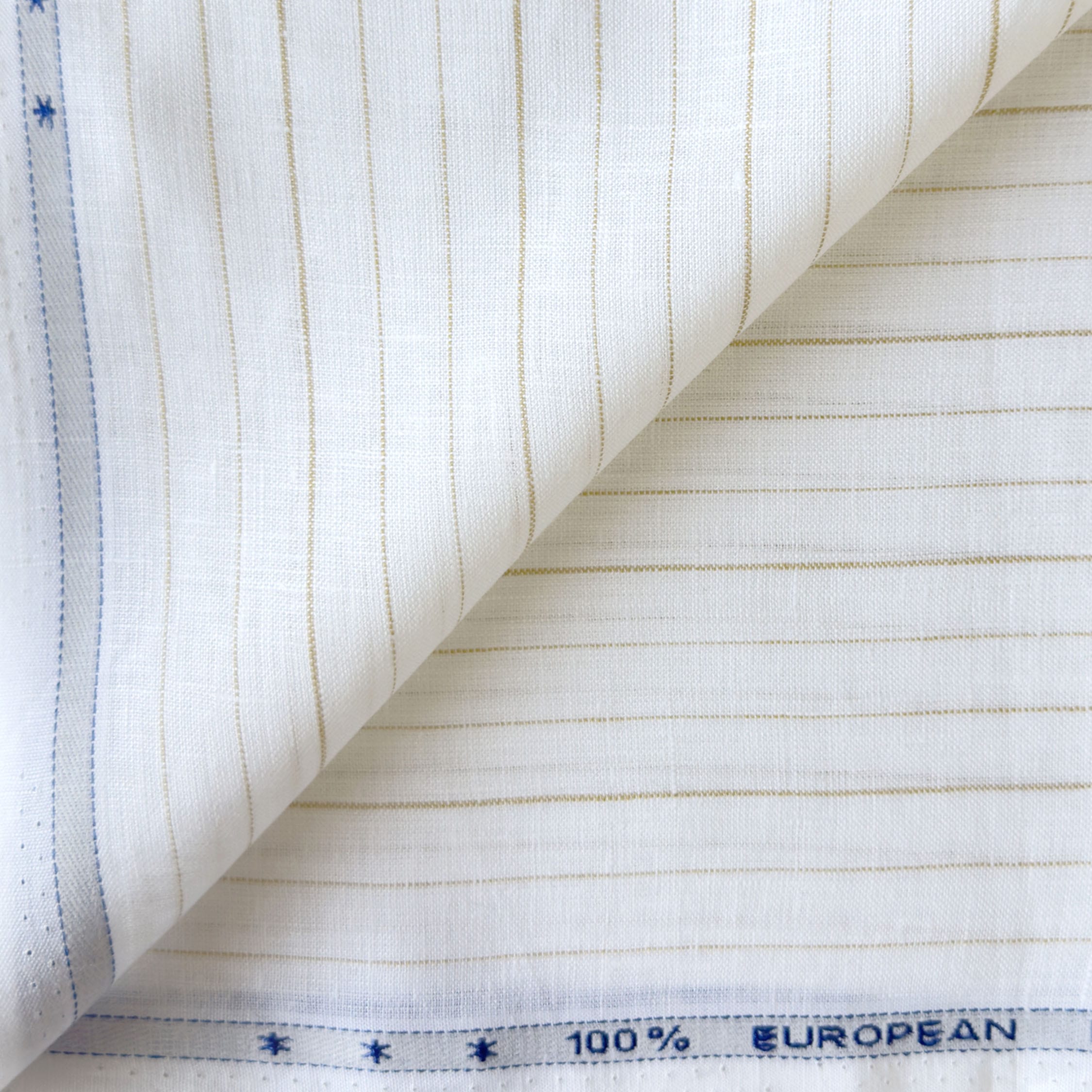 Premium Linen Stripes & Checks Fabric Pure White & Mustard Stripes 60 LEA Linen Fabric