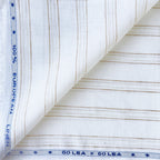 Premium Linen Stripes & Checks Fabric Pure White & Mustard Stripes 60 LEA Linen Fabric