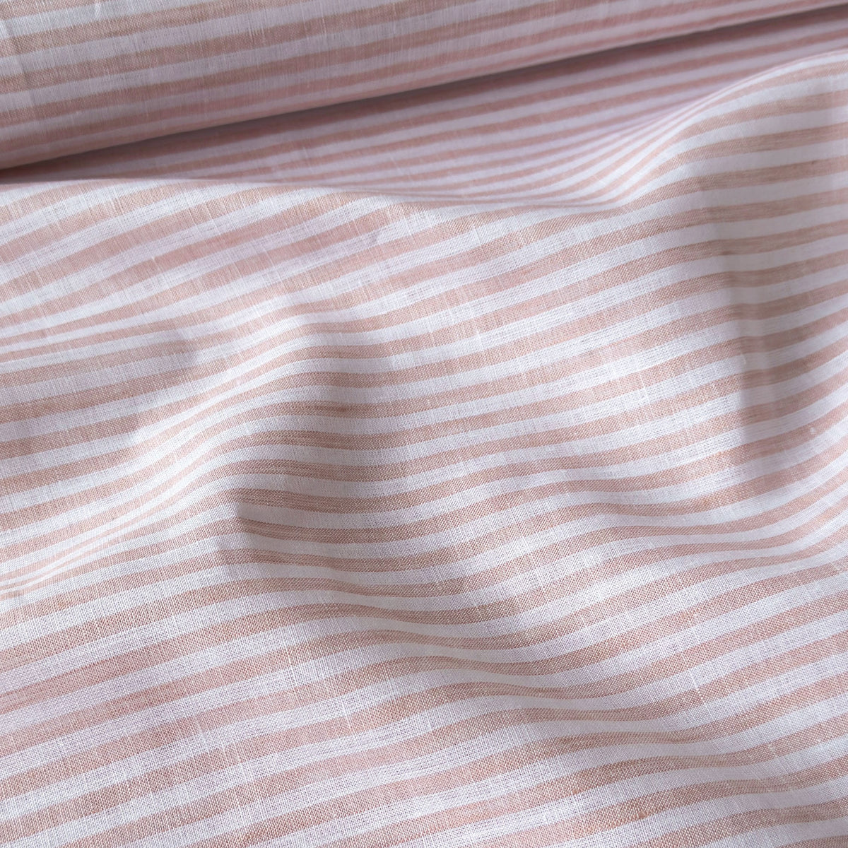 Premium Linen Stripes & Checks Fabric Pure White & Salmon Peach Stripes 60 LEA Linen Fabric