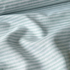 Premium Linen Stripes & Checks Fabric Pure White & Sea Green Stripes 60 LEA Linen Fabric