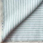 Premium Linen Stripes & Checks Fabric Pure White & Sea Green Stripes 60 LEA Linen Fabric