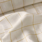 Premium Linen Stripes & Checks Fabric Pure White & Yellow Checks 60 LEA Linen Fabric