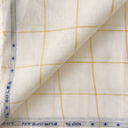 Premium Linen Stripes & Checks Fabric Pure White & Yellow Checks 60 LEA Linen Fabric