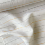 Premium Linen Stripes & Checks Fabric Pure White & Yellow-Grey Stripes 60 LEA Linen Fabric