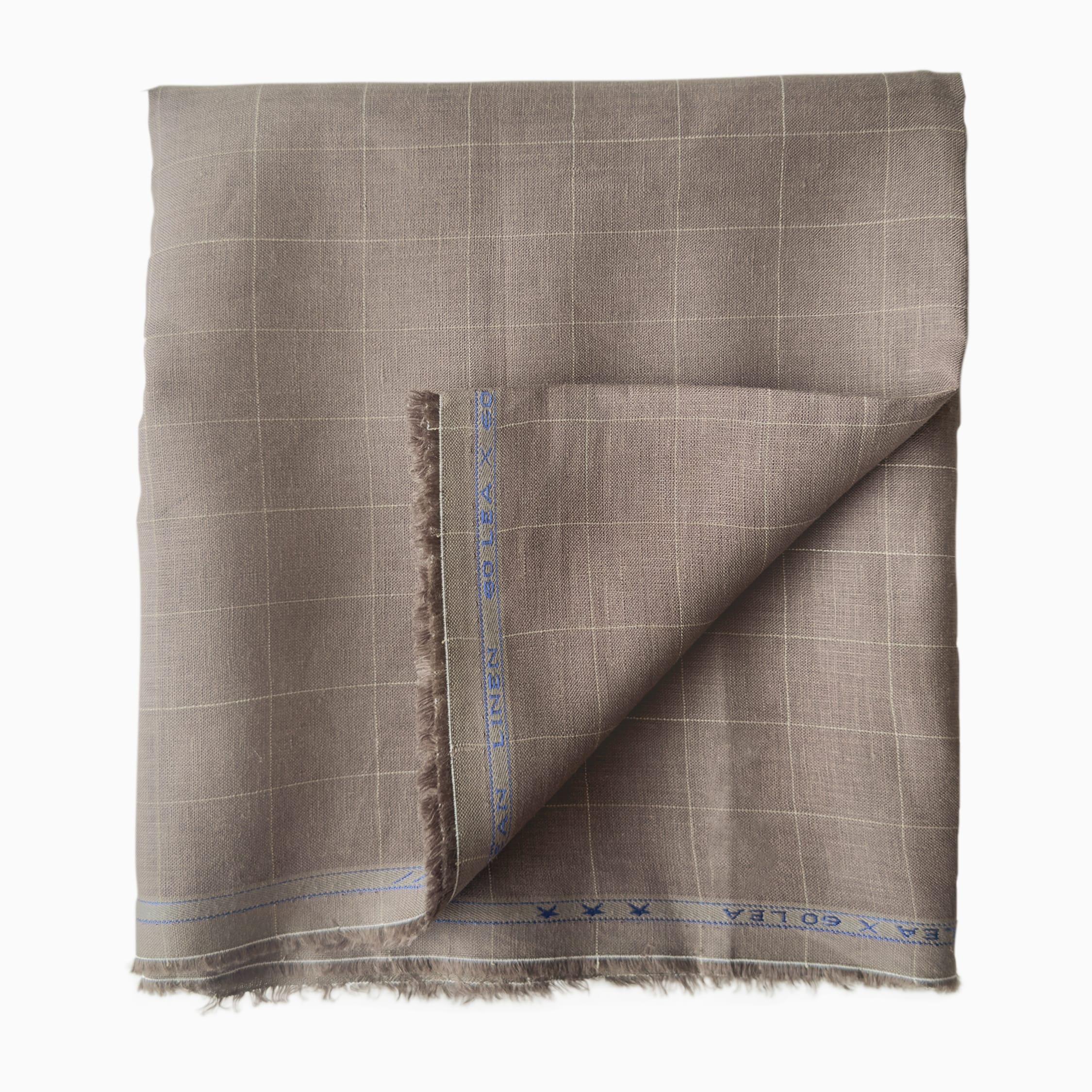 Premium Linen Stripes & Checks Fabric Rose Brown Checks 60 Lea Pure Linen
