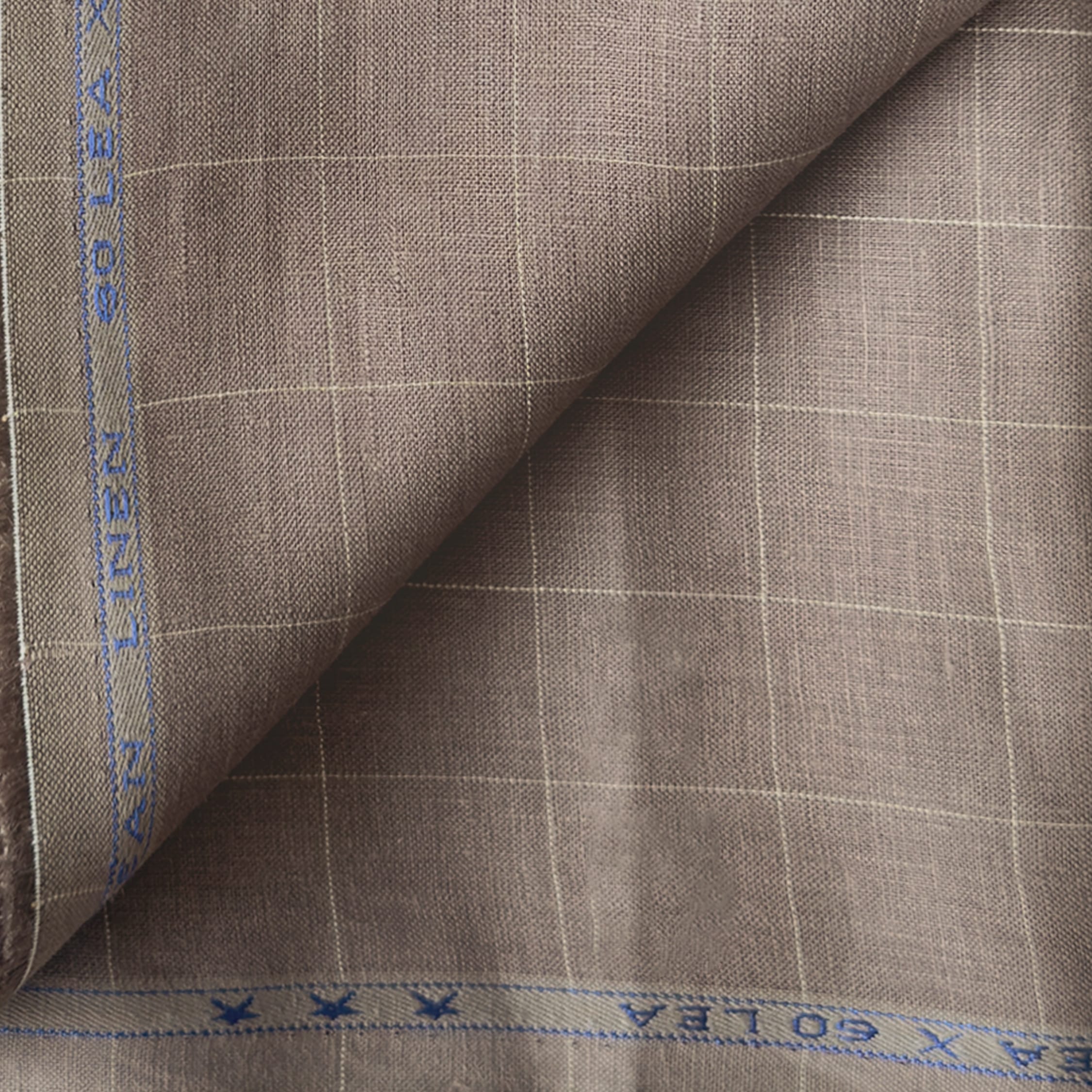 Premium Linen Stripes & Checks Fabric Rose Brown Checks 60 Lea Pure Linen