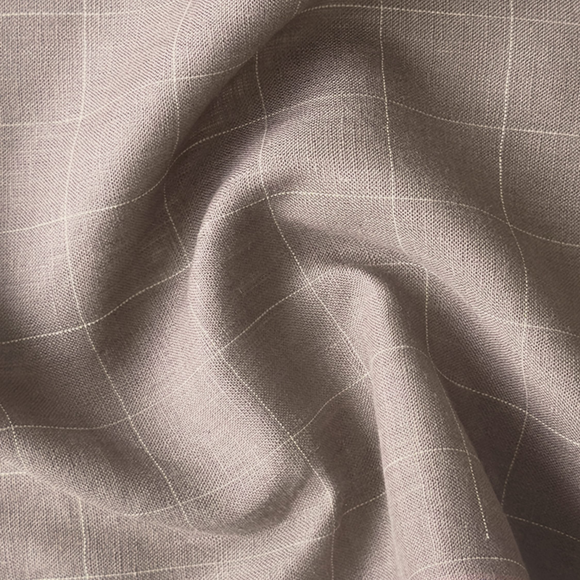 Premium Linen Stripes & Checks Fabric Rose Brown Checks 60 Lea Pure Linen