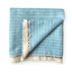 Premium Linen Stripes & Checks Fabric Sky Blue & White Stripes Woven Premium 60 Lea Pure Linen Fabric (Width 58 Inches)