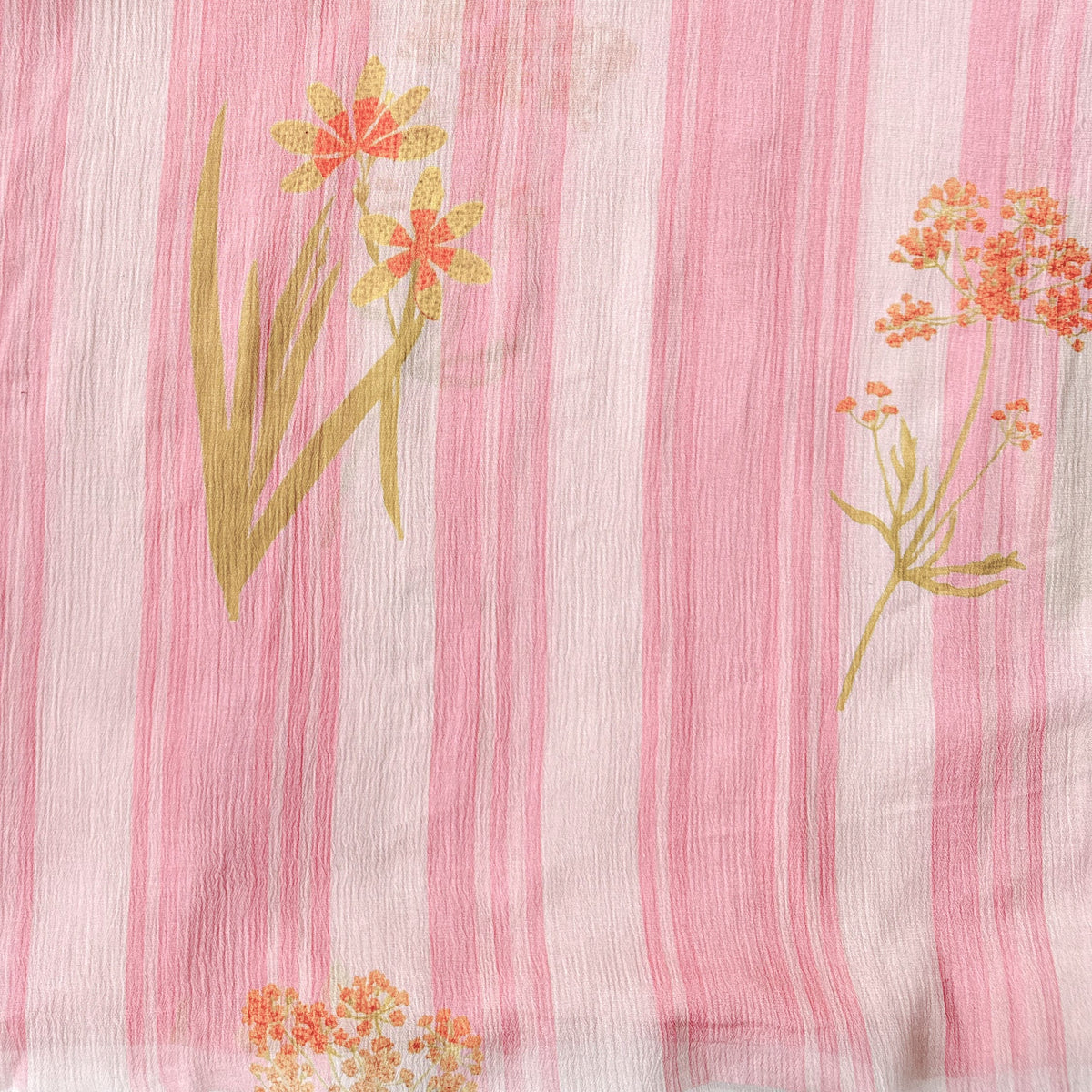 Pressed Blooms Fabric Fabric Blush Pink Mul Chanderi Crush Fabric