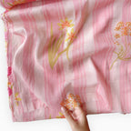 Pressed Blooms Fabric Fabric Blush Pink Mul Chanderi Crush Fabric