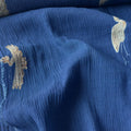Pressed Blooms Fabric Fabric Dark Blue Mul Chanderi Crush Fabric