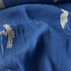 Pressed Blooms Fabric Fabric Dark Blue Mul Chanderi Crush Fabric