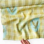 Pressed Blooms Fabric Fabric Dusty Green Mul Chanderi Crush Fabric