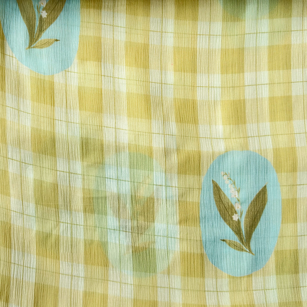 Pressed Blooms Fabric Fabric Dusty Green Mul Chanderi Crush Fabric