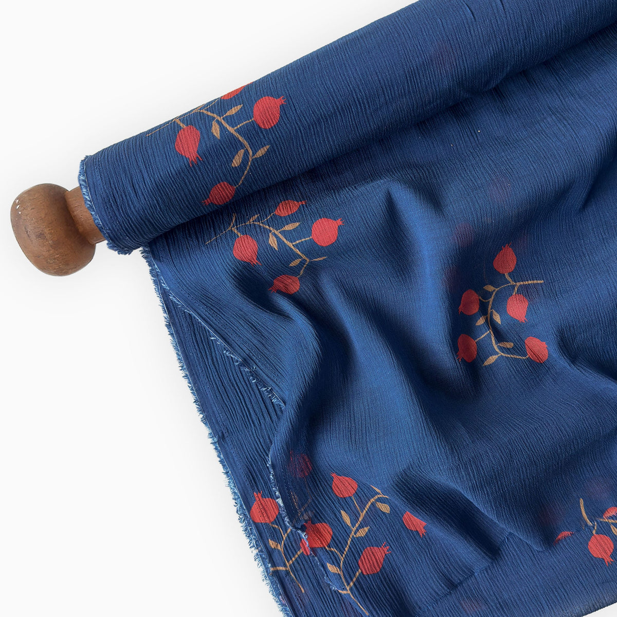 Pressed Blooms Fabric Fabric Indigo Blue Mul Chanderi Crush Fabric