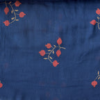 Pressed Blooms Fabric Fabric Indigo Blue Mul Chanderi Crush Fabric