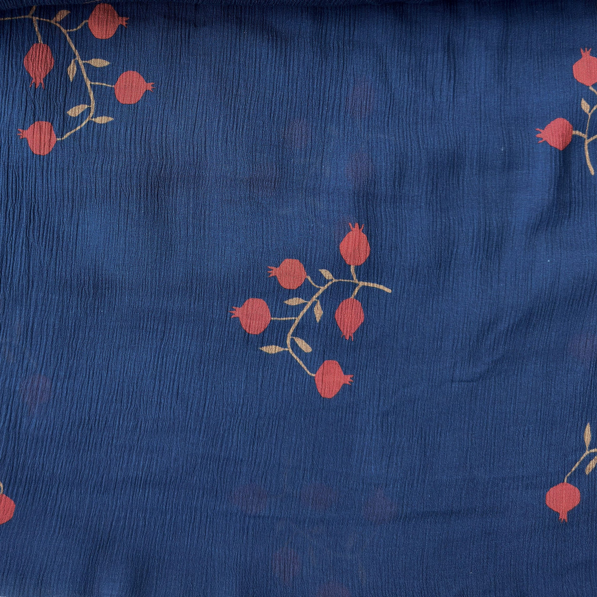 Pressed Blooms Fabric Fabric Indigo Blue Mul Chanderi Crush Fabric