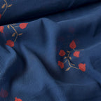 Pressed Blooms Fabric Fabric Indigo Blue Mul Chanderi Crush Fabric