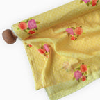 Pressed Blooms Fabric Fabric Mango Yellow Mul Chanderi Crush Fabric