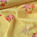 Pressed Blooms Fabric Fabric Mango Yellow Mul Chanderi Crush Fabric