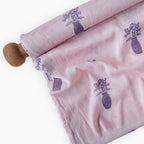 Pressed Blooms Fabric Fabric Mauve Pink Mul Chanderi Crush Fabric