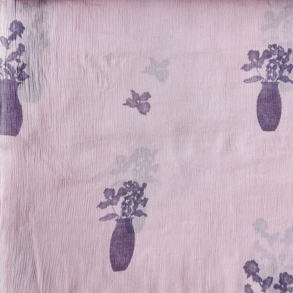 Pressed Blooms Fabric Fabric Mauve Pink Mul Chanderi Crush Fabric