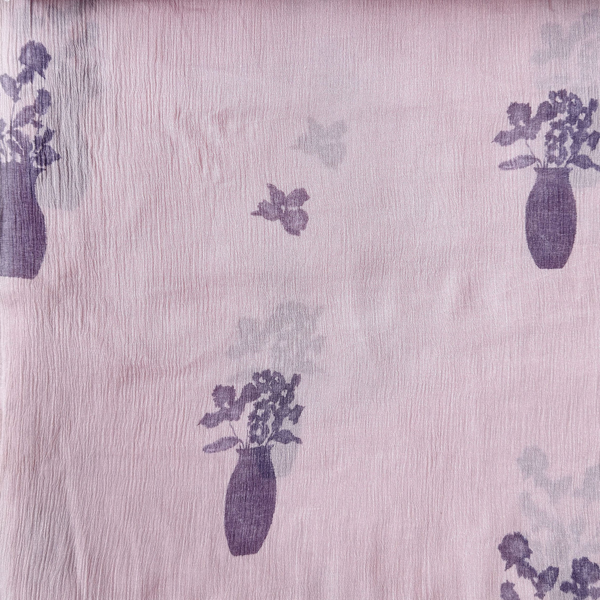 Pressed Blooms Fabric Fabric Mauve Pink Mul Chanderi Crush Fabric