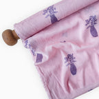 Pressed Blooms Fabric Fabric Mauve Pink Mul Chanderi Crush Fabric
