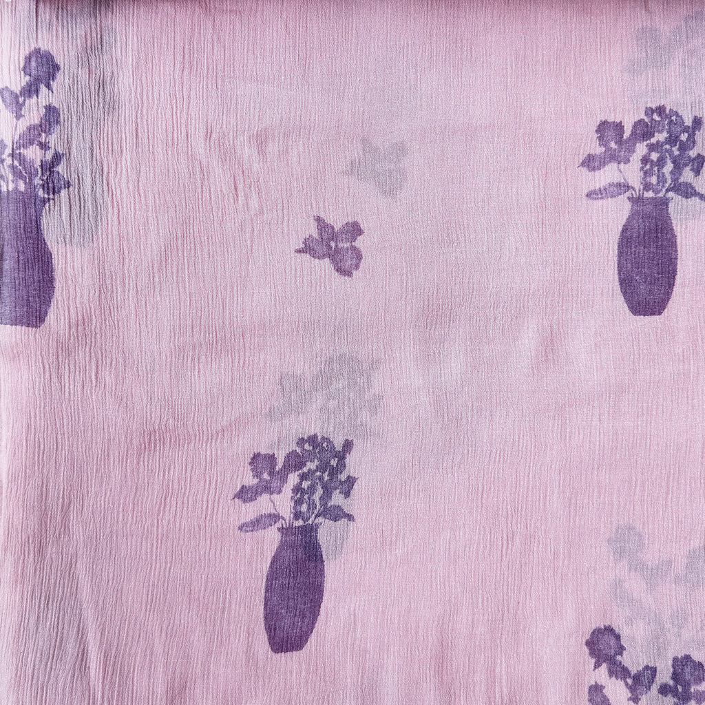 Pressed Blooms Fabric Fabric Mauve Pink Mul Chanderi Crush Fabric
