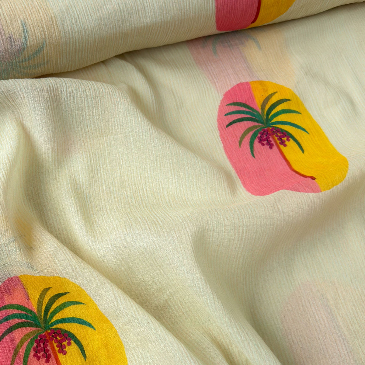 Pressed Blooms Fabric Fabric Soft Ivory Mul Chanderi Crush Fabric