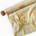 Pressed Blooms Fabric Fabric Summer Yellow & Pink Mul Chanderi Crush Fabric