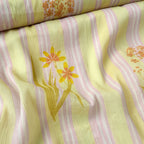 Pressed Blooms Fabric Fabric Summer Yellow & Pink Mul Chanderi Crush Fabric