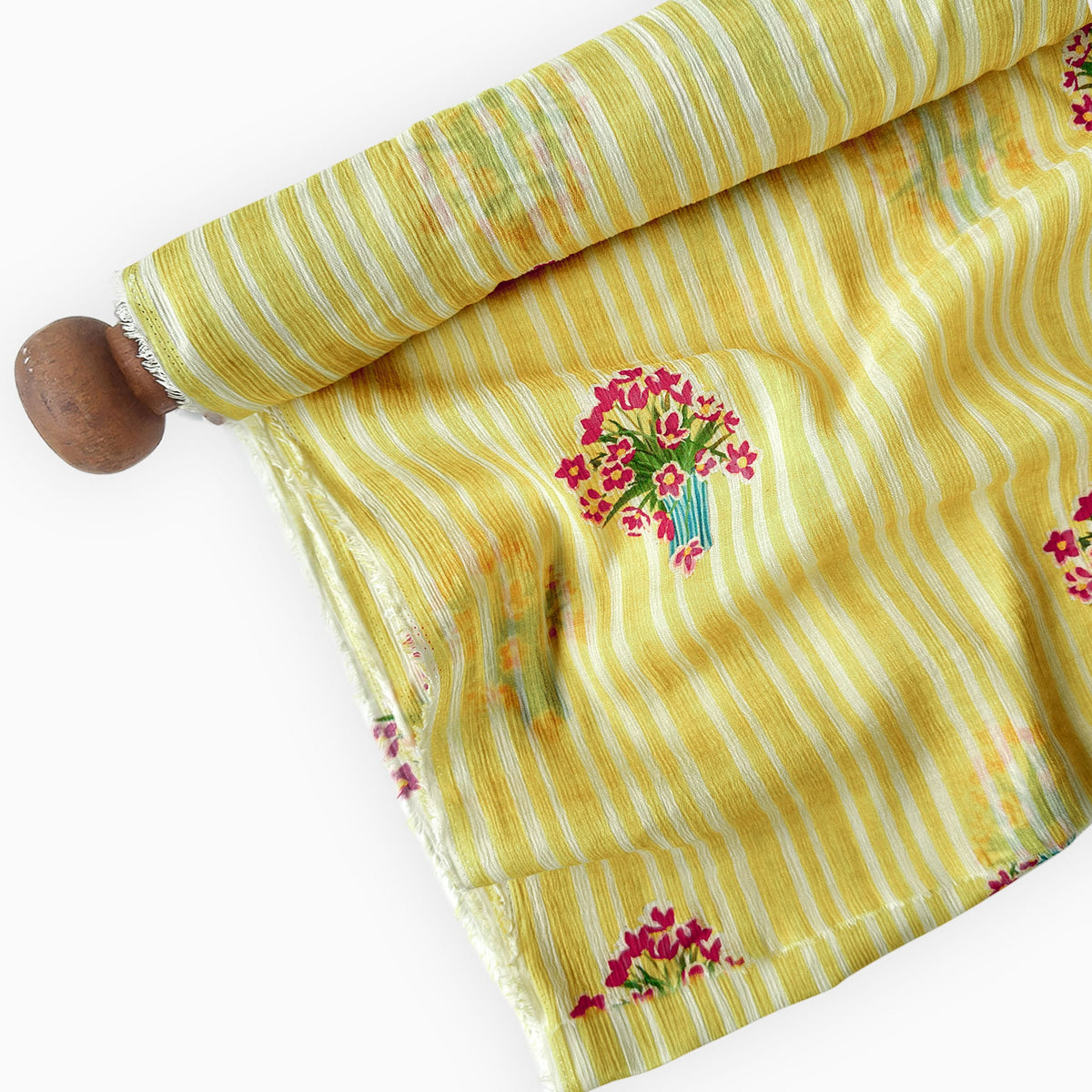 Pressed Blooms Fabric Fabric Warm Yellow Mul Chanderi Crush Fabric