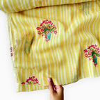 Pressed Blooms Fabric Fabric Warm Yellow Mul Chanderi Crush Fabric