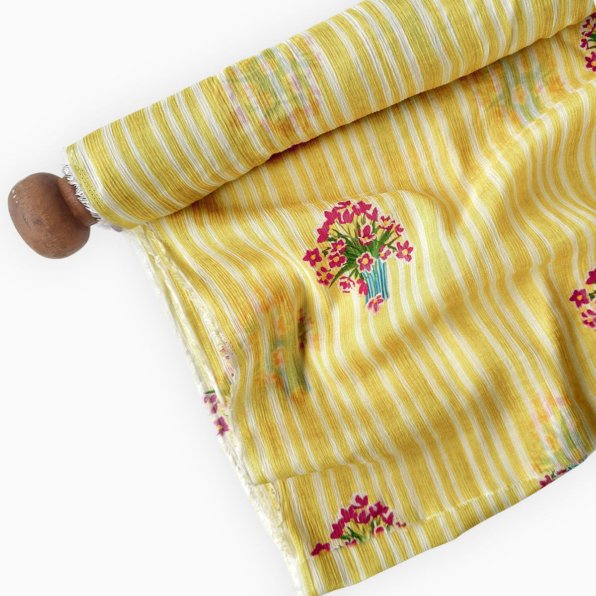 Pressed Blooms Fabric Fabric Warm Yellow Mul Chanderi Crush Fabric