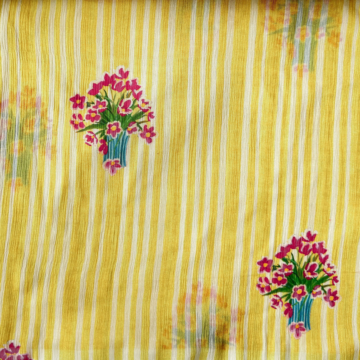 Pressed Blooms Fabric Fabric Warm Yellow Mul Chanderi Crush Fabric