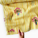 Pressed Blooms Fabric Fabric Warm Yellow Mul Chanderi Crush Fabric