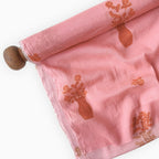 Pressed Blooms Fabric Fabric Watermelon Pink Mul Chanderi Crush Fabric