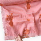 Pressed Blooms Fabric Fabric Watermelon Pink Mul Chanderi Crush Fabric