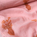Pressed Blooms Fabric Fabric Watermelon Pink Mul Chanderi Crush Fabric