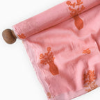 Pressed Blooms Fabric Fabric Watermelon Pink Mul Chanderi Crush Fabric