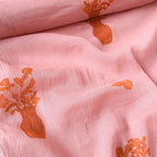 Pressed Blooms Fabric Fabric Watermelon Pink Mul Chanderi Crush Fabric